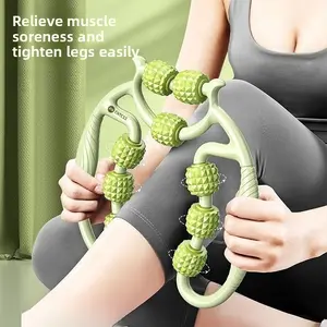 9-Ring Leg Sculptor & Massager - Adjustable Thigh Muscle Relaxer with Medical-Grade Rollers for Yoga, Stretching & Real-Time Leg Beauty Care