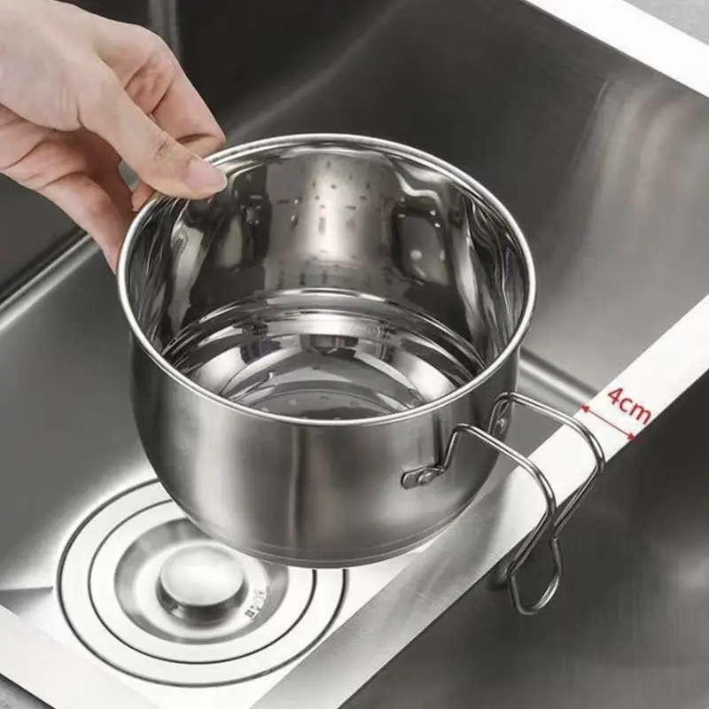 1-Count Stainless Steel Sink Hanging Drain Basket Strainer with Handle, Fast-Draining, for Kitchen Food Residue Filtering, Fruit & Vegetable Washing