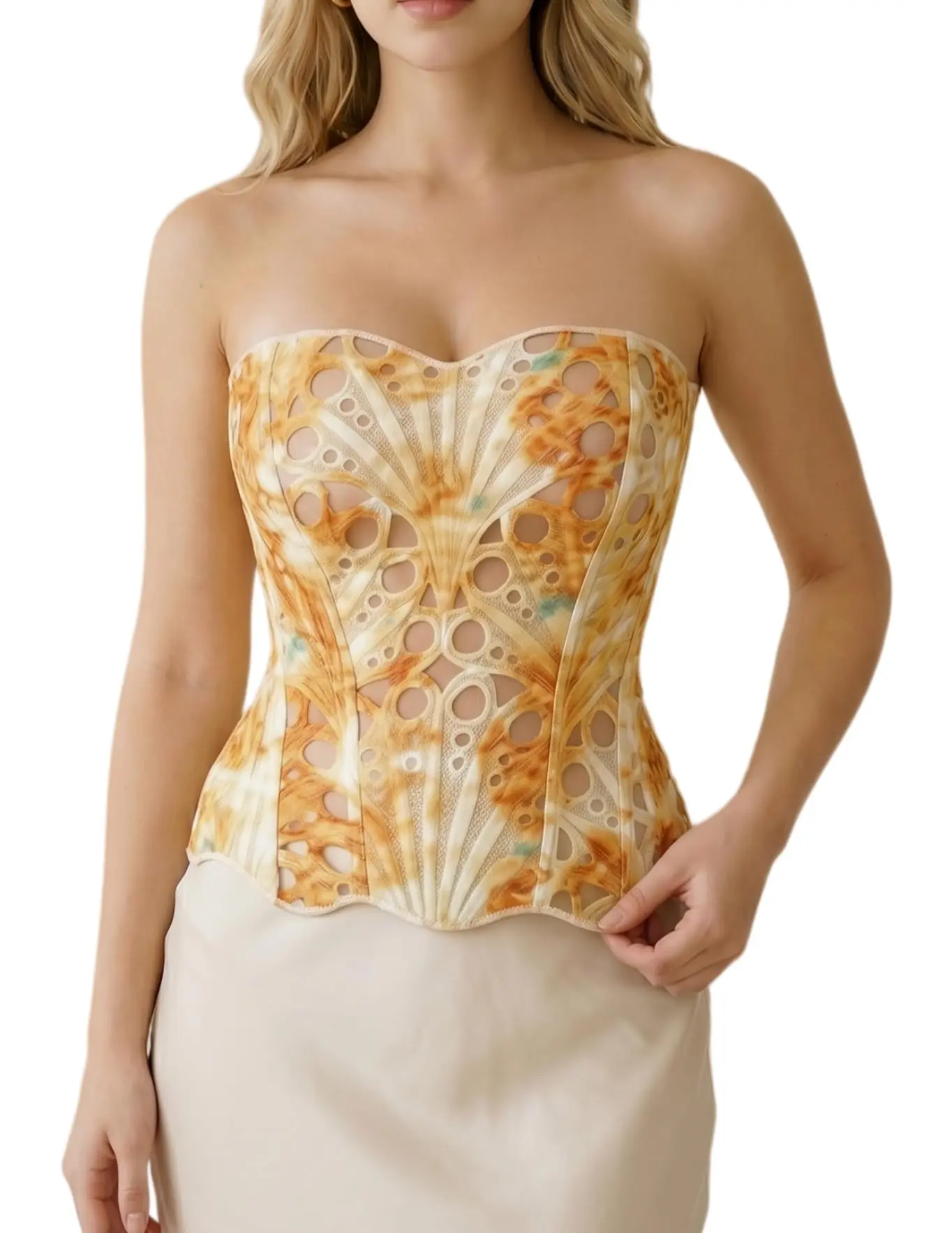 Corset Tops for Women Lace Up Overbust Bustier Sexy Floral Lace Waist Cincher Going Out Club Party Y2K Tops