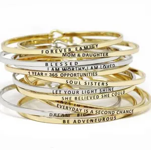 Engraved Empowerment Gold/Silver Bangle Bracelets