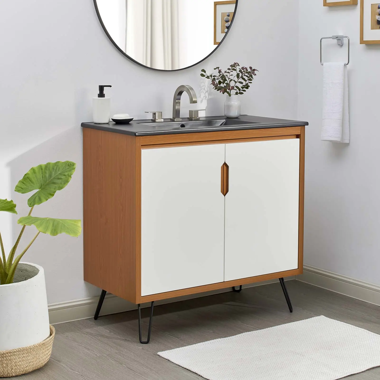 Modway Energize 36" Bathroom Vanity - Modern Sink Cabinet, Stylish Home Improvement Furniture - Available in Cherry, White, Black, Bathroom Sink Cabinet, Modern Bathroom Furniture