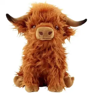 Summer Highland Cow Plush Toy Fluffy Stuffed Animal for Kids & Animal Lovers Best Gift with Summervibes Outdoor Car Decor Set