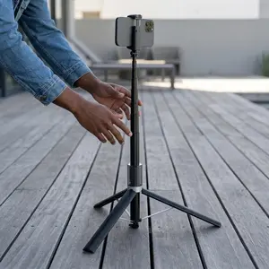 1.6m Extendable Selfie Stick Tripod, All in 1 Portable Phone Stand with Auto Open Design & Wireless Remote, Perfect for Travel, Vlog, Live Streaming, Group Photo, Compatible with All Cell Phones#SummerVibes