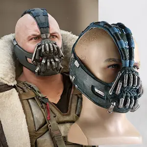 Adult-Size Synthetic Bane Mask - Iconic Halloween Cosplay Prop with Horns, Fangs, for Comic Conventions, Roleplay Parties, Festive Event Accessories