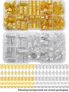 100pcs & Silver Color Hair Rings, Braiding Hair Cuffs, Alloy Hair Charms for Locs, Adjustable Metal Braid Hair Jewelry Pieces