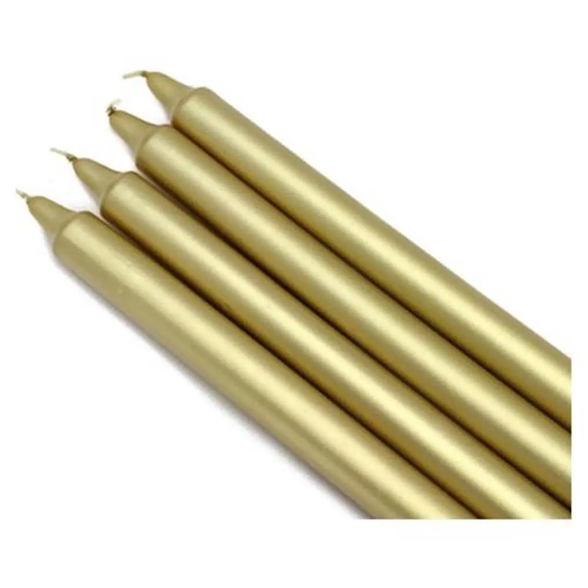 212 MAIN CEZ-105 10 in. Unscented Metallic Gold Straight Taper Wax Candles - 1 Dozen, Handpoured, 6-Hour Burn, Dripless, for Camping & Hiking Decor