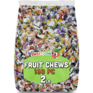 Sweetsome Bulk Assorted Fruit Chews – Soft, Chewy Candy in Mixed Fruit Flavors – Individually Wrapped, Perfect for Parties, Offices & Candy Buffets (2 lbs) Approx 180 Pcs