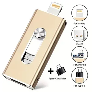 Multifunctional Phone USB Flash Drive, Compatible with iPhone iPad, High-Speed Type-C Adapter Included, Ideal for Smartphones Tablets Macs Laptops, USB Storage