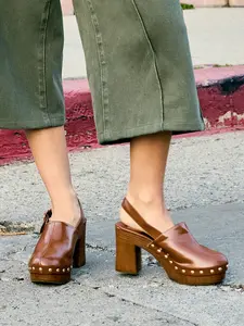 Cider BUCKLE STUDDED MULE HEELS