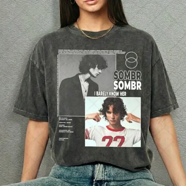 Women's Sombr Songwriter Portrait T-Shirt, Womenswear Musician Tribute Tee