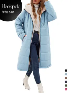 Long Womens Winter  Windproof Waterproof Down Coat Fleece Lined Coats Sherpa Quilted Puffer jacket  with Hood Zip Warm Thicken Outwear FallFreshness #outdoorfun insulated