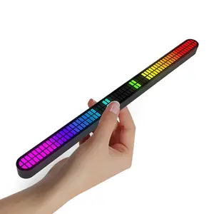 USB Powered Sound Pickup Monitor Light Bar, RGB Dynamic Effect Voice-Activated Pickup Music Rhythm Light, Magnetic Sound Pickup Rhythm Atmosphere Light Strip, Led Lights Strips