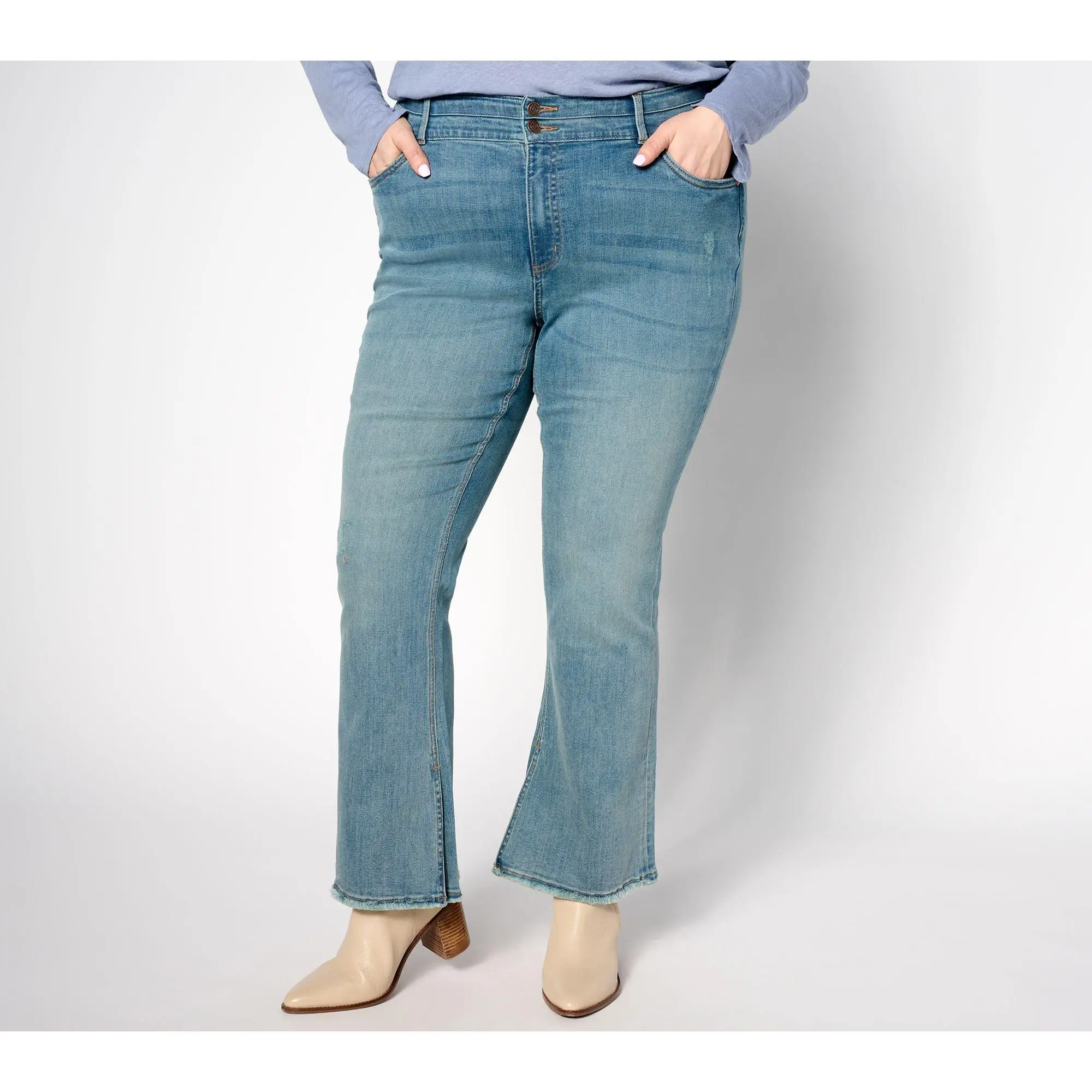 Denim & Co. Canyon Retreat Easy Stretch Double Waist Flare Leg Jean Denim & Co. Canyon Retreat Easy Stretch Double Waist Flare Leg Jean