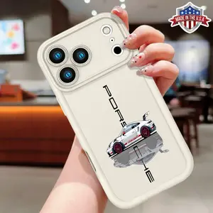 Sports Car Porsche Inspired Phone Case for iPhone 11 12 13 14 15 16 17 Pro Max Plus Air, Minimalist Racing Aesthetic, Slim Shockproof Protective Cover, Anti-Scratch Matte Finish, Made in USA