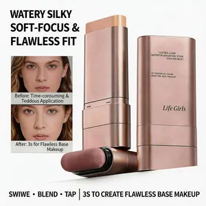 Double-ended foundation stick, concealer, waterproof, oil-control concealer, long-lasting and non-smudging, brightening solid foundation, a foundation stick suitable for all skin types.