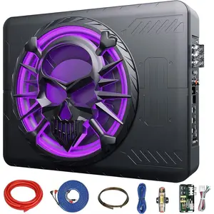 2025 Outdoor Upgraded 10"  Slim Under Seat Powered Car Subwoofer with Colorful LED Ambient Lights, Car/Truck Audio Sub Built in Amplifier Outstanding Heat Dissipation, Powerful Bass for Passenger   audio  gift  road trip bike  audio
