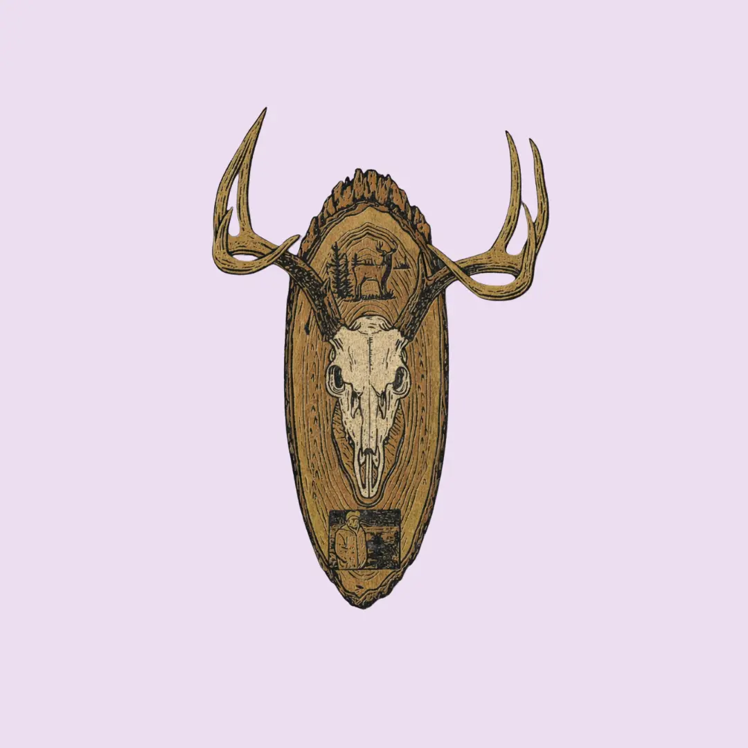 Deer Skull Hunting Sticker, Rustic Antler Decal, Outdoor Vinyl Sticker Crafted for Rugged Outdoor Living Style