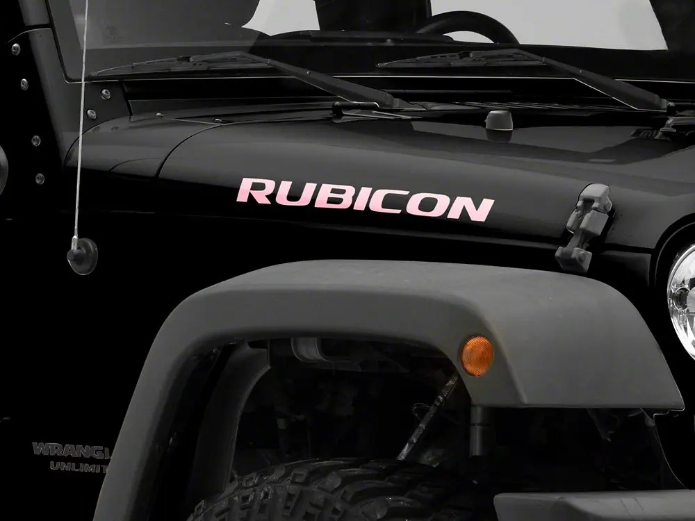 Officially Licensed RedRock Pink Self-Adhesive Jeep Rubicon Hood Decal - Vehicle-Specific Fit for 07-18 Jeep Wrangler JK Models, Bubble-Free, Long-Lasting, Water-Resistant, Wrinkle-Resistant, Smooth Car Exterior Sticker
