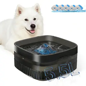 5.5L Dog Water Fountain with 5/9filters, Ultra-quiet Automatic Circulation Filter Dog Water Fountains, USB Plug-in Indoor Fountain, Automatic Water Bowl, Suitable for Cats, Large Dogs and Multiple Pets