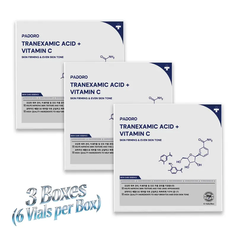 【3 Boxes/Free shipping】Monthly Set-PADORO Tranexamic Acid Serum, Evens out skin tone, contains golden Vitamin C to improve skin tone, anti-aging, suitable for all skin types, skincare, repairs and soothes, reduces wrinkles,