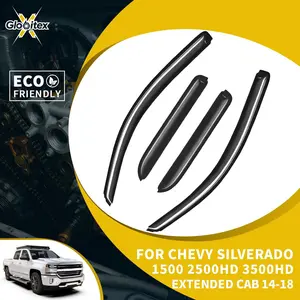 In-Channel Inside Window Visors Sun Rain Guards Vent for Chevrolet Silverado 1500 2500HD 3500HD Extended Cab 2014-2018 & GMC Sierra 1500 2500HD 3500HD Extended Cab 2014-2018, Mount Wind Deflectors, 4PCS