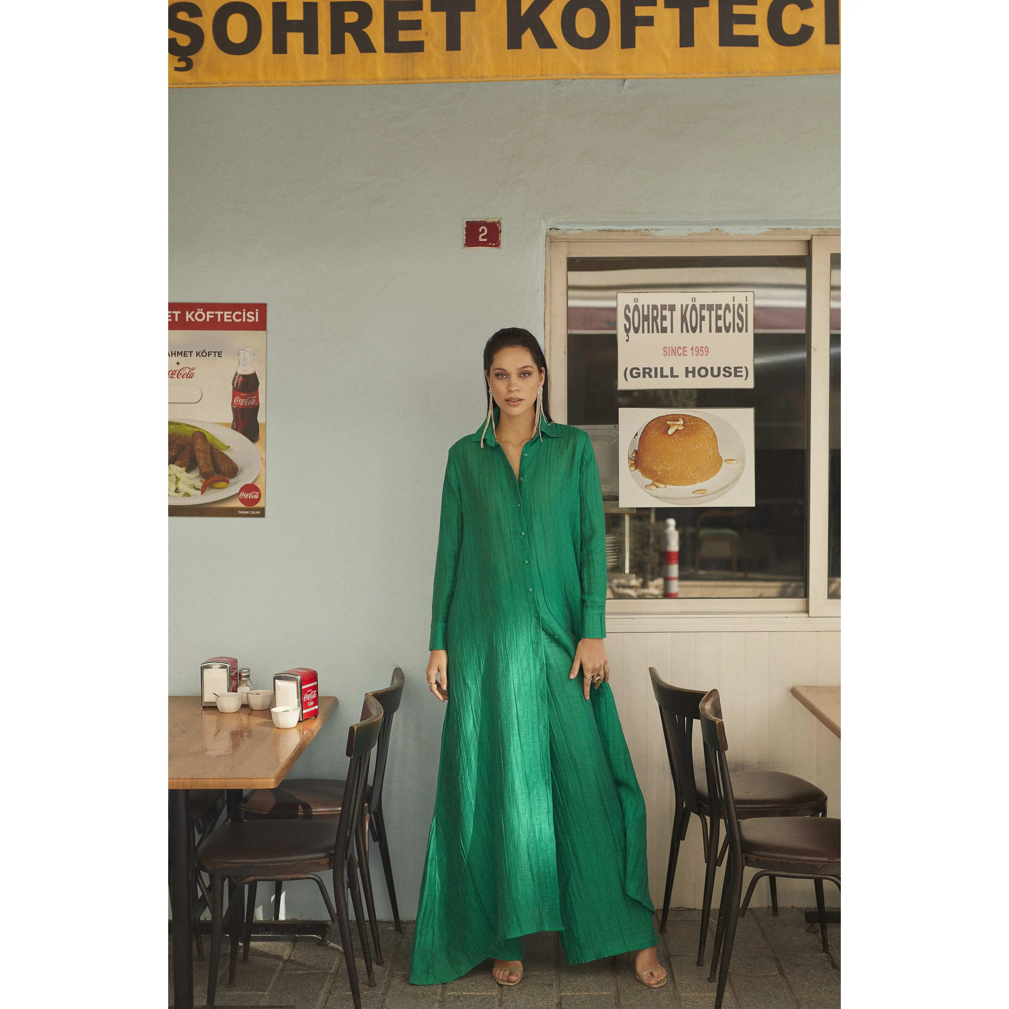 Selena Shirt Dress in Jade