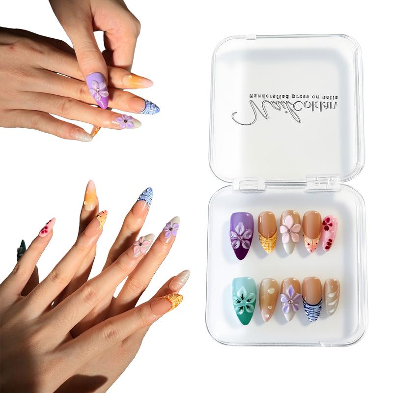 Tropic punch collections SWEET ANGEL 100% Handmade 3D Press-on Nails | Reusable | Long-Lasting | Salon-Quality 10PCS | Gel fake Nails