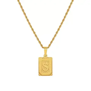 Square Initial Letter Necklace