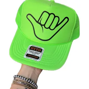 Ellabeanies Shaka lime green trucker hat