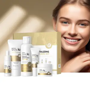 Snail Korea Skin Care Set, All About Snail Mucin Set, Skin Care Set, Cleanser, Toner, Serum, Eye Cream, Face Cream, Women And Girls Moisturizing Skin Facial Set, Friendly Size, 5 Pieces