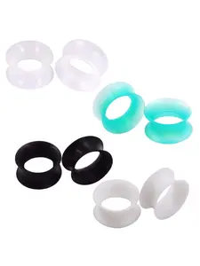 4Pairs Silicone Flexible Ear Skin Tunnels Plugs Expanders Gauges Hollow Body Piercing 6-20MM Earring