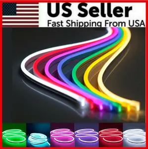 1M 2M 12V Flexible Sign Neon Lights Silicone Tube LED Strip Waterproof USA