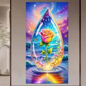 1 set of DIY diamond painting kit, 5D diamond art set, DIY decoration droplet, rose, butterfly mosaic, diamond art, DIY art home decor, suitable for Christmas.