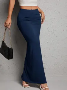 New Fashion Women's Split Hem Slit Knit Skirt, Elegant High Waist A-Line Midi Dress, Casual Summer, Stylish Ladies Clothing, Bottom