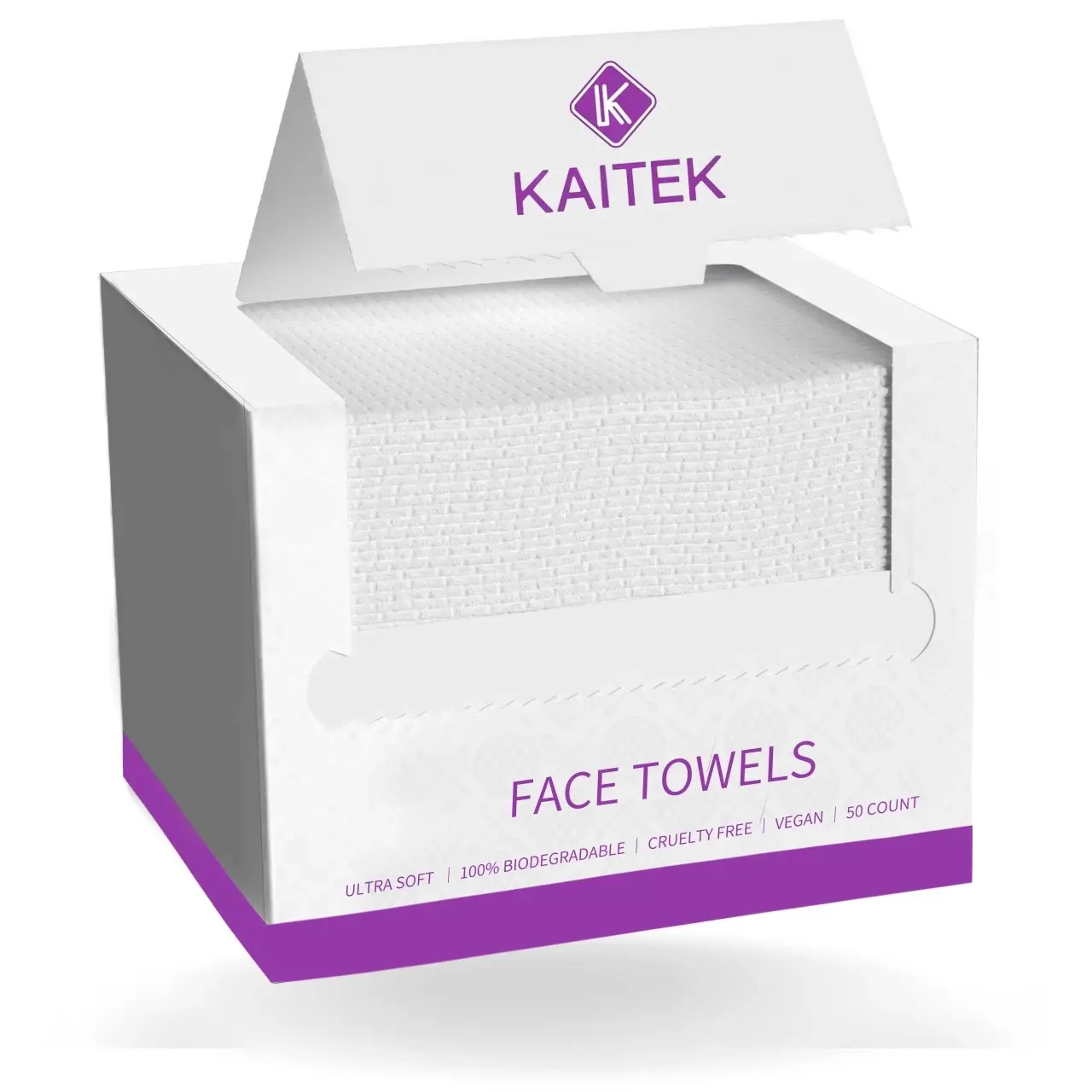 KAITEK Face Towels Ultra Soft 50 Ct Disposable 100% Vegan Cruelty-Free 50 Count with Advanced Cellulose Fiber Technology xl face towel