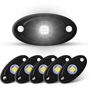 6Pods LED Rock Lights White Neon Underglow Lights for   ATV UTV SUV Underbody Glow Trail Rig Lamp  (White)
