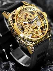 Men's Vintage Mechanical Watch, Mechanical Style Watches, Fashion Automatic Watch for Party, Fully Automatic Watch, Daily Clothing Decor, Trendy All-match & Exquisite Watch for Birthday Gift with Box