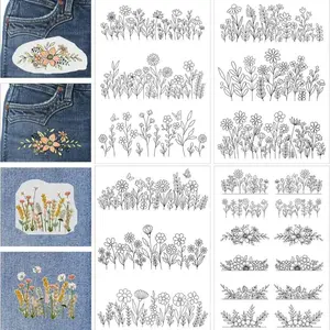 Flower Pattern Embroidery Stabilizer, Water Soluble Stabilizer Embroidery Paper, Floral Embroidery Appliques, Sewing Supplies for Home Daily Use, Floral Embroidery Design
