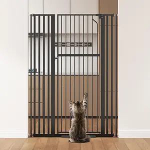 55.1" Extra Tall Pet Gate for Cat/Dog, Adjustable 29.9-45.3" Wide Auto Close Tall Cat Gate, No Drilling Pressure Mount Kit, Dog Gate for Doorways, Hallways, Kitchen, Black