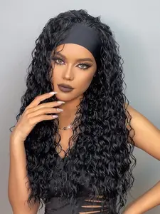 24 Inch Long Curly Wigs for Women, Gorgeous Fashion Fluffy Wigs with Headband, Synthetic Full Machine Made Wigs, Synthetic Curly Hair for Party, Daily Use