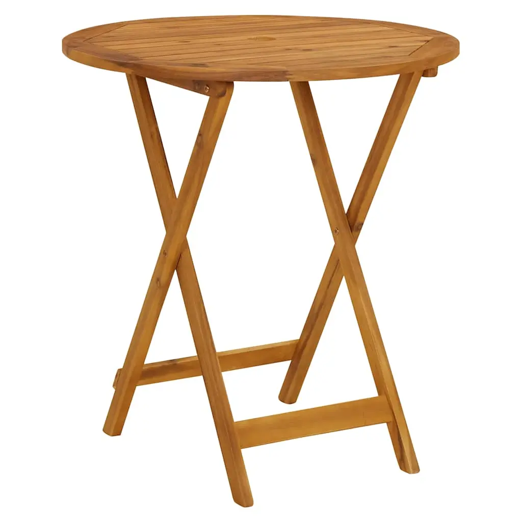 vidaXL Bistro Table, Folding Outdoor Side Table with Umbrella Hole, Patio Table for Porch Deck Backyard, Farmhouse Style, Solid Acacia Wood 313596