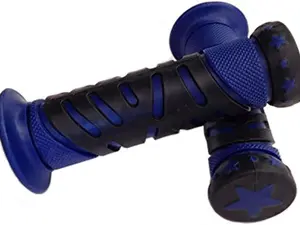 HTTMT Engraved Gel Skull/Hollow Blue Grips - 1" For (Left:7/8"/ Right:1") Or 7/8" For (7/8" Both Side) Universal Fits Honda, , Suzuki, Kawasaki, Ducati and BMW ATV Quad WATERCRAFT BOMBARDIER Jet SKI ATV Recon Rincon Brute Force Prairie Grizzly Kodiak