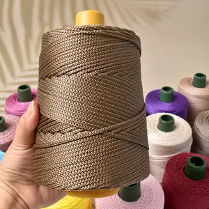 Lightweight Hollow CoreYarn, Hollow Core Thread, Hand Crochet Material, Hand-Woven CrochetBulk Yarn, Suitable for Making Sun Hats, Summer Breeze Hats, Sandals,Seat Cushions, Handbags, Storage Box Ropes, Yarn Balls, 100% Polyester