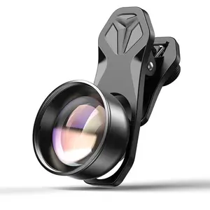 Aluminum Alloy Optical Glass 100mm Ultra Macro Lens High Definition Micro Telephoto Camera Lens for iPhone Samsung Phones with Distortion Support Eye Level Macro Photography