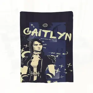 CaitlynJusticePursuer AnimeInspired Caitlyn and Caitlyn Justice Pursuer Graphic Flannel Blanket UltraSoft AllSeason Throw for Living Room Office Travel Vibrant Mixed Colors Ideal Gift for Fans Office Cozy Dr Dynamic Character Art Comfortable Warmth