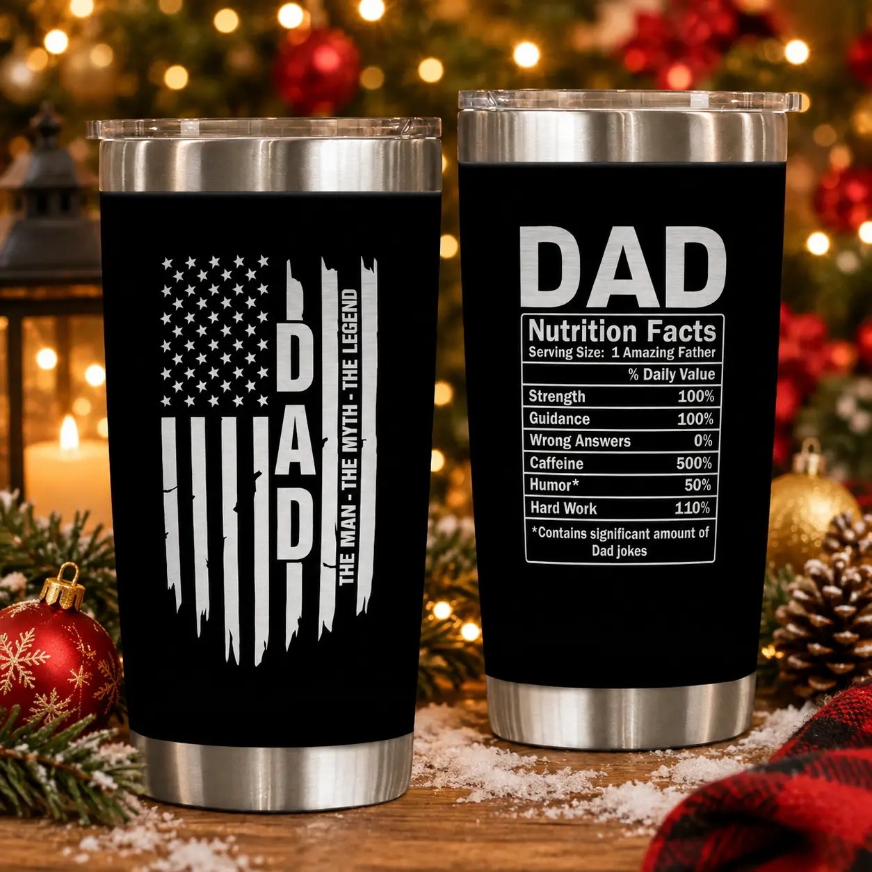 20oz Stainless Steel Tumbler For Men | Christmas gift for Men, Birthday Gifts for Dad, Bonus Dad, First Dad, Step Dad, Husband Gifts from Wife, Mens Birthday Gift Ideas