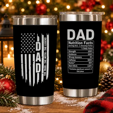 20oz Stainless Steel Tumbler For Men | Christmas gift for Men, Birthday Gifts for Dad, Bonus Dad, First Dad, Step Dad, Husband Gifts from Wife, Mens Birthday Gift Ideas