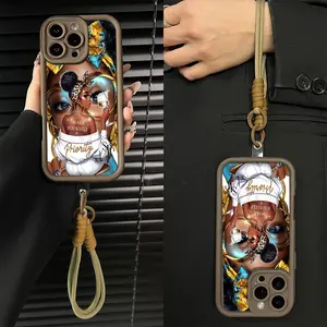 Stylish Black Girl Inspirational Quote Lanyard Phone Case for iPhone 17 16 15 14 Pro Max 13 12 11 XR XS Plus Air Slim Protective Shockproof TPU Cover
