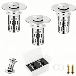 Bathroom Sink Drain Stopper, Universal Pop Up Drain for Bathroom Sink Replacement, Sink Drain Cover with Anti-Clogging Filter Basket Hair Catcher, Sink Drain Strainer for 1.1-1.45 Inch