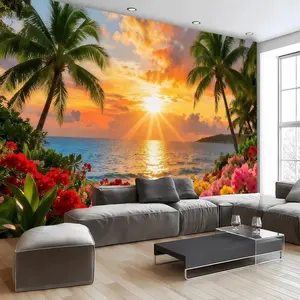 Hawaiian Beach Ocean Background Banner, Polyester Fabric, Hawaiian Tropical Beach, Hawaiian Tropical Beach, Suitable for Luo'aroha Party Decoration Banner, Room Decoration, Home Decoration, Festival Party Supplies, Seasonal Decoration